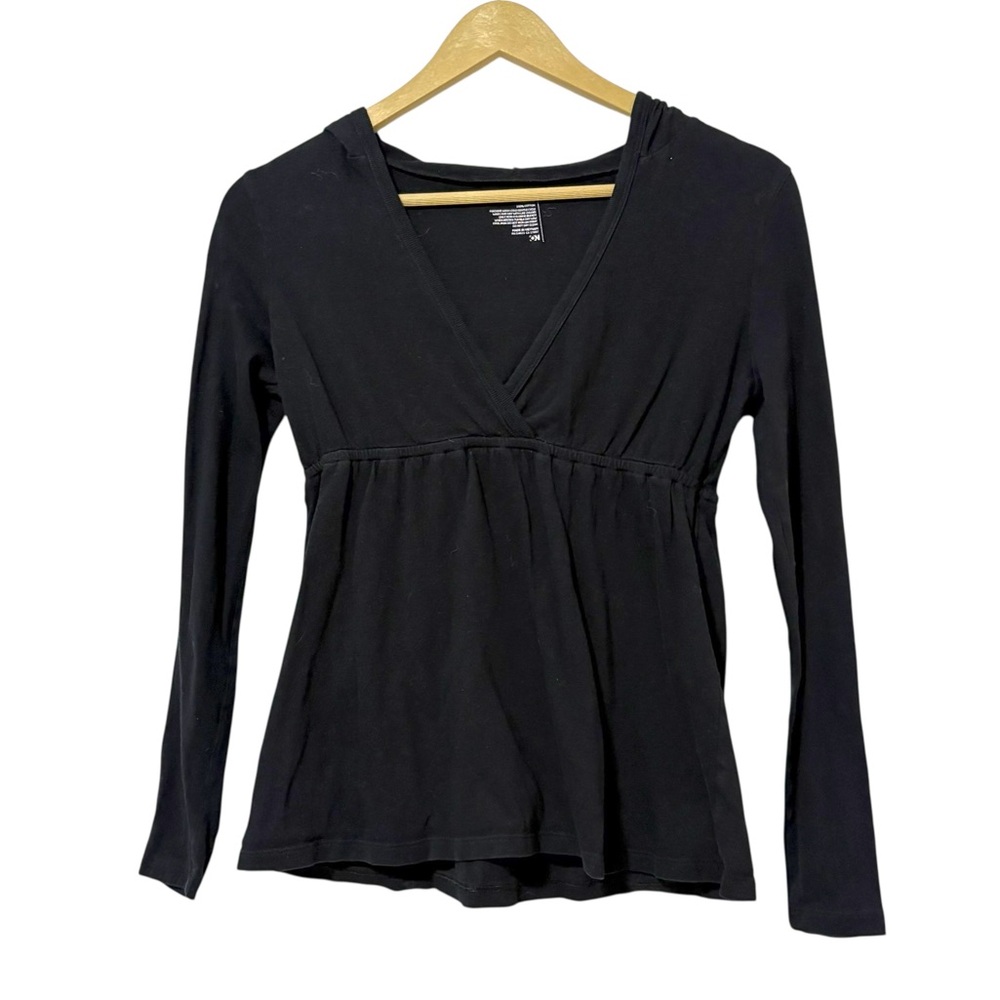 Vintage Y2K Old Navy PXS Black Hooded Babydoll Long Sleeve Shirt Elena Gilbert